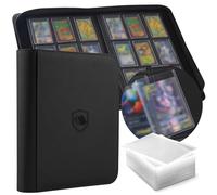 Toploader Álbum de tarjetas coleccionables para 288 toploaders, 108 cargadores superiores incluidos, cubierta de poliuretano de alta calidad, carpeta de tarjetas para carga superior rígida de 3 x 4