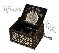 TopLucky - Caja de música con diseño de El Señor de los Anillos de madera negra grabada con manivela, juguete musical para cumpleaños, Navidad, Acción de Gracias