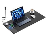 TopMade Alfombrilla de mouse de carga inalámbrica, alfombrilla de mouse para juegos en casa y oficina, almohadilla de escritorio grande con superficie ultrasuave, base antideslizante, alfombrilla de