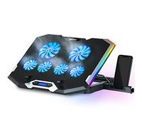 TopMate C11 Laptop Cooling Pad Silver Wing Cooler, RGB Lighting Laptop Cooler Fan Compatible 11-17.3" Laptop, 6 Fans Strong Wind and 7 Lighting Mode Adjustable Angle
