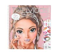 Depesche 12723 TOPModel Glitter Queen Dress me up Face 24 páginas para Crear Bonitos Looks, Libro para Colorear con 7 Hojas de Pegatinas, Multicolor