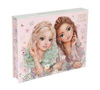 Depesche 13614 TOPModel Summer Feeling - Caja de papelería en Rosa, con Motivo de Modelo y Estampado de Flores, Incl. Papel, lápices, Goma de borrar, Regla y Mucho más.