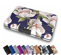 TopMost Cartera de Aluminio con Bloqueo RFID para Tarjetas de crédito para Hombres y Mujeres, Ranuras para 12 Tarjetas y Billetes, Flores de peonía, S, Tarjetero y Billetes