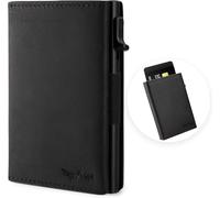 TopMost Cartera desplegable de Cuero Genuino para Hombre, Tarjetero de crédito, billeteras Ridge con Bloqueo RFID para Hombres con Ventana de identificación, Delgada, Minimalista, Capacidad de 5-9