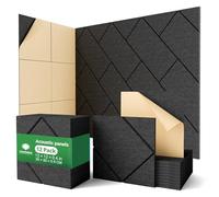 Topnaca Paquete de 12 paneles de pared insonorizados, autoadhesivos, de 12 x 12 x 0.4 pulgadas, paneles a prueba de sonido para paredes, paneles acústicos de alta densidad, panel absorbente de sonido