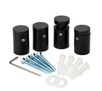 TOPNIKE Separadores de abrazadera lateral de aluminio negro de 3/4 x 1 pulgada, agarre de borde para vidrio, letrero antirrobo, hardware para acrílico, PVC, panel de vidrio con 2 espaciadores, paquete