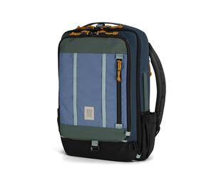 Topo Designs Global Travel Bag - Bolsa de viaje de 30 a 40 litros, paquete versátil compatible con equipaje de mano, 3 opciones de transporte, funda externa para portátil, Azul piedra/bosque, 30L US