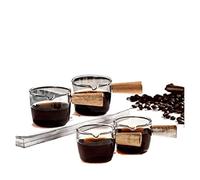 TOPOB Vaso de vidrio borosilico con mango de madera, taza de extracto de café concentrado italiano, jugo de restaurante occidental (tamaño: 80 ml)