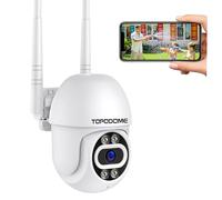 Topodome Cámara WiFi Interior y Exterior - 1080P Cámara PTZ con Visión Nocturna Infrarroja Invisible 940nm, Audio Bidireccional, Seguimiento Automático, Detección Humana, Tarjeta TF y Nube