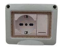 Topolenashop Caja eléctrica lista para usar en exteriores, IP55, caja de pared con 1 toma Schuko impermeable y 1 interruptor con tapa protectora, caja antiintemperie para aparatos eléctricos