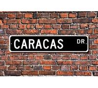 Topoose Cartel de Metal Vintage 4 x 16 pulgadas para Decoración de Pared, Caracas y Venezuela, Resistente al Agua y a la Intemperie, Montaje en Pared o de Pie