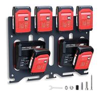 TOPOWN Soporte de pared 3 en 1 para cargadores Einhell y taladros inalámbricos, soporte para 4 pilas estable y atornillador inalámbrico