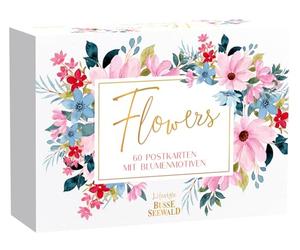 TOPP Flowers. 60 tarjetas postales con motivos florales: caja de cartón de alta calidad, 60 tarjetas postales con diseño impreso, parte trasera con líneas de dirección