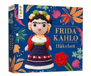 TOPP Frida Kahlo - Kit de ganchillo con instrucciones y material para Frida Kahlo y pinza para el pelo (14 cm), color blanco
