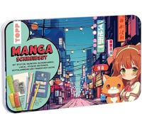 TOPP Juego de escritura manga: bolígrafos, marcador, borrador, regla, grapas, 2 hojas de calcomanías de transferencia, notas adhesivas