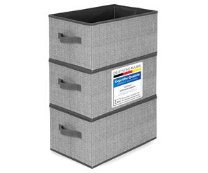 TOPP4u Cajas de almacenamiento de tela, 30 x 21 x 18 cm, juego de 3, caja de almacenamiento plegable, caja organizadora de cajones, cajas para armario, gris/beige