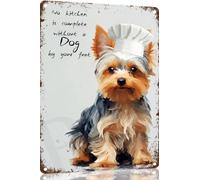 TopPacific Yorkshire Terrier - Impresión artística de cocina, letrero creativo de estaño, divertido letrero de metal, decoración de pared vintage para puerta del hogar, jardín, bar, restaurante,