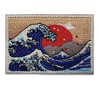 Toppe Kanagawa Wave Cucire Su Toppe Termoadesive, Badge Applicati Ricamati per Giacche Zaini Cappelli, Regalo Di Arte Popolare Giapponese