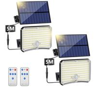 TOPPELIGHT Luz Solar Exterior [2 Paquetes] 200LED Focos Led Exterior Solares con Sensor de Movimiento 4 Modos, IP65 Impermeable Lampara Solar con Mando a Distancia, Luces Solares Led Exterior Jardin