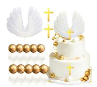 Topper Acrílico para Torta en Forma de Cruz, 23pcs Decoracion Pastel Bautizo, Decoracion Tarta Comunion, Bolas para Decorar Tartas, Apto para Cristianismo, Primera Comunión, Bautismo, Baby Shower