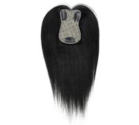 Topper de cabello humano con clips, máquina Remy, for mujer, natural, for cabello fino, de una sola pieza, 7 x 11 cm(Jet black,14 inch)
