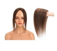 Topper de cabello humano para mujer, base de 8 x 10 cm, atada a mano, extensiones invisibles con clip en la parte superior, extensiones de cabello para añadir volumen al cabello (12 pulgadas, marrón