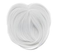 Topper de cabello, toppers de cabello blanco para mujeres con cicatriz de cabello sintético de cabello adelgazante, clip en extensiones cortas de cabello natural con flequillo para mujeres.