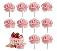 Topper de pastel de flores de rosa, pastel de día para mujeres, flor de rosa para 3.8 Dios del festival de la Diosa, la fiesta de la fiesta de la madre 10pcs 7.5x20 cm, madres toppers