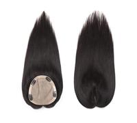 Topper de pelo humano para mujer, 16 x 18 cm, gran cubierta base para piel y cuero cabelludo en caso de adelgazamiento del cabello o pérdida de cabello, color negro natural agrega volumen al cabello