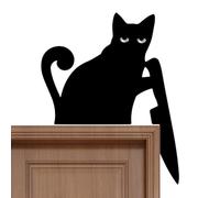Topper De Puerta De Gato De Madera Decoración Pared En Madera Halloween