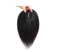 Topper for Cabello Humano Mujer - Base de encaje 10 x 12 cm, densidad 150, extensiones de cabello Remy para cabello adelgazado extensiones de cabello (10 pulgadas, negro sin bangs)