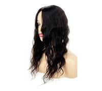 Topper for capelli con base in seta da 12x13 cm for donne con capelli sottile pezzo di capelli umani, lungo ricci e ondulato, con clip, Extension per capelli (Natural Black,12 inch)