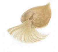 Topper for capelli rubio veri da donna con flequilla, base in seta Remy for capelli con 4 clips for l'uso quotidiano Soffice e naturale (16 inch,15x16 cm)