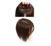 Topper for capelli umani castaño for donne, clip in posticci con frangia base in seta 13 * 15 cm 150 densità Extension per capelli (12 inch)