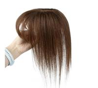 Topper for capelli umani da donna con frangia a 360°, 8x12 cm, base in seta, 3D, for uso diario Extension per capelli (30 cm, mediaum Brown)