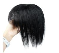 Topper for capelli umani da donna con frangia a 360°, 8x12 cm, base in seta, 3D, for uso quotidiano Extension per capelli per capelli (20 cm, Jet Black)