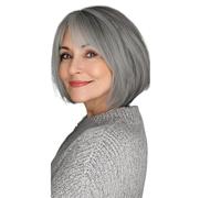 Topper for capelli veri da donna for capelli radati, clip for parte centrale nella frangia Topper for capelli for l'uso quotidiano Soffice e naturale (Grey,20CM)