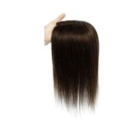 Topper for capelli veri for donne con flequillo, base traspirante 12x13 cm con 3 clips antideslizantes Posticci for capelli diradati Extension per capelli sottile Extension per capelli (Dark Brown