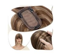 Topper for mujer, parte central, adornos for el cabello con flequillo, pelucas de cabello liso, cabello humano indio natural, 7x12,5 cm, base de seda, Clip en extensión de cabello (Size : 10 inches,