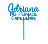 Topper Mi Primera Comunión personalizado con nombre | Decoración para tarta de comunión niño o niña | Recuerdo original y elegante en metacrilato de color
