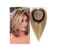 Topper para cabello de 12 pulgadas para mujeres con cabello humano, 5"x5.5" amplia cobertura para mujeres con cabello adelgazado Extensiones de cabello (Middle Part,Ombre Honey Brown)