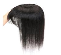 Topper para cabello humano con flequillo para mujeres con cabello adelgazado, cobertura de 360° 8 x 12 cm Base cutánea Posticci Extension para el cabello (10 pulgadas, negro natural)