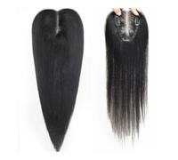 Topper para cabello humano de 16 pulgadas para mujeres con cabello que se adelgaza, base de encaje invisible hecho a mano de 3x4 pulgadas con 3 clips (Natural Black)
