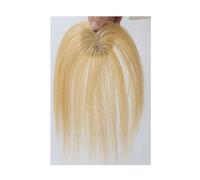 Topper para cabello humano para mujer, clip de 5 x 5 cm con flequillo para cabello adelgazado, tocado con base de seda Extensión para el cabello (Golden Blonde)