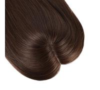 Topper para cabello humano para mujer con densidad 150, base de seda de 5 x 5 pulgadas, clip de uso diario, sin flequillo, extensión para el cabello (16 pulgadas, marrón mediano)