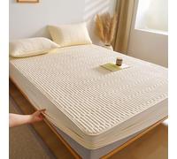 Topper para Colchón Ajustable Protector de Colchon Acolchado 130/140/150/160/170x190cm Cubrecolchon Transpirable Funda para Colchon Sábana Bajera Estira Hasta 30cm de Profundidad(70x200+30cm,Beige B)