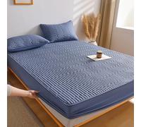 Topper para Colchón Ajustable Protector de Colchon Acolchado 130/140/150/160/170x190cm Cubrecolchon Transpirable Funda para Colchon Sábana Bajera Estira Hasta 30cm de Profundidad(70x200+30cm,Blue B)