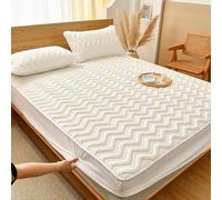 Topper para Colchón Ajustable Protector de Colchon Acolchado 130/140/150/160/170x190cm Cubrecolchon Transpirable Funda para Colchon Sábana Bajera Estira Hasta 30cm de Profundidad(70x200+30cm,White A)