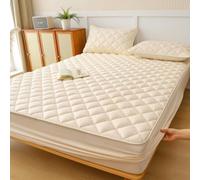 Topper para Colchón Ajustable Protector de Colchon Acolchado 130/140/150/160/170x190cm Cubrecolchon Transpirable Funda para Colchon Sábana Bajera Estira Hasta 30cm de Profundidad(70x200+30cm,Beige D)