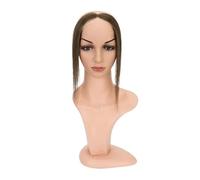 Topper para mujer, cabello humano, 25,4 cm, línea de pelo natural, manchas de pelo, pérdida de pelo, gancho de mano, encaje, nudo, cabello invisible, añade volumen al cabello (marrón oscuro)